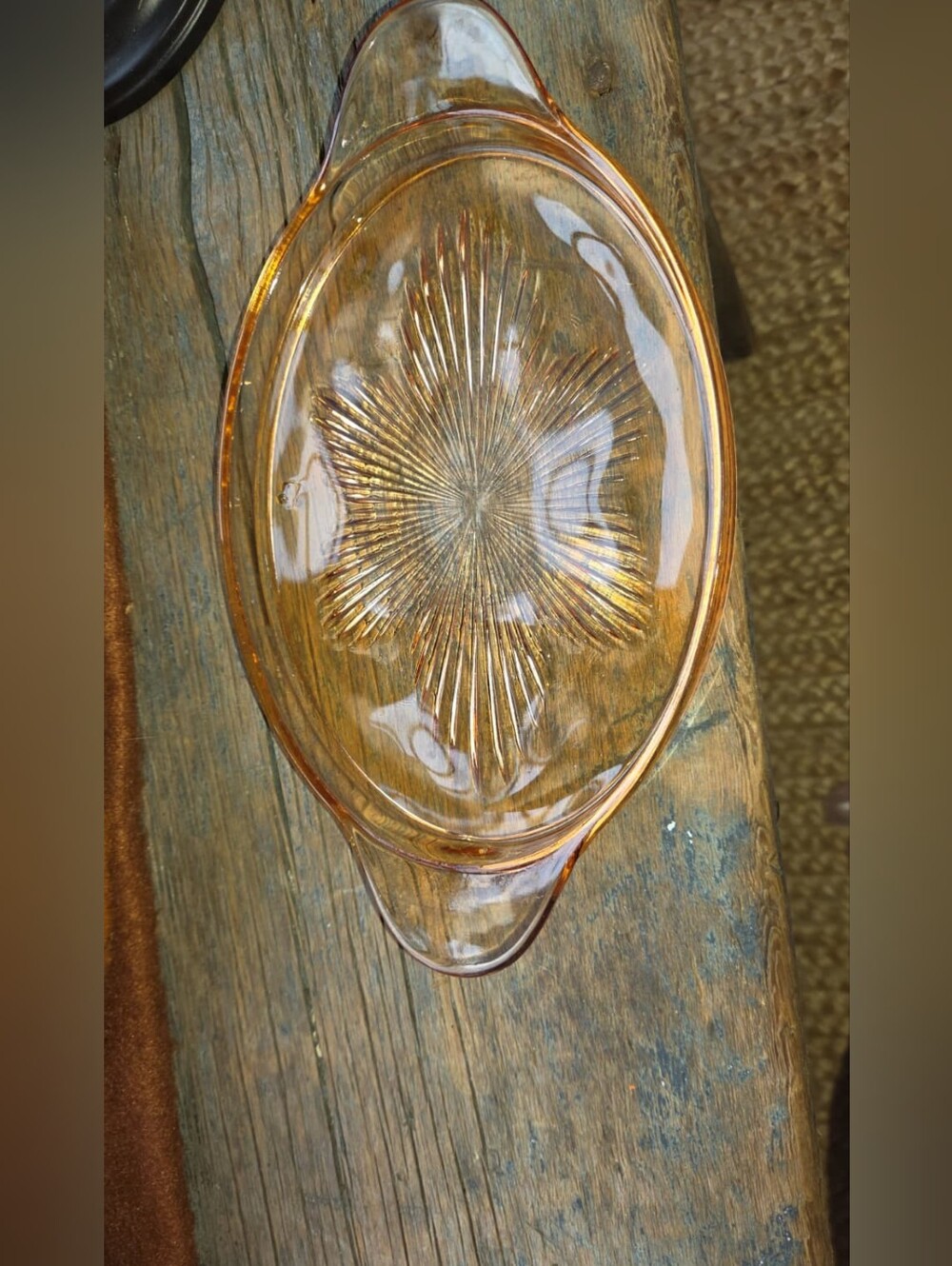 Vintage Paden City Amber Bedside Glass Tray.